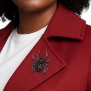 Sparkling Black Spider Brooch‎ – Gothic Punk Rhinestone Jewelry Pin